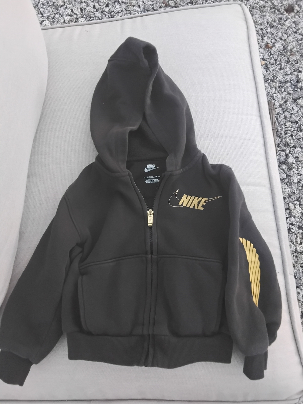 Nike Kids Black Hoodie with Gold Logo